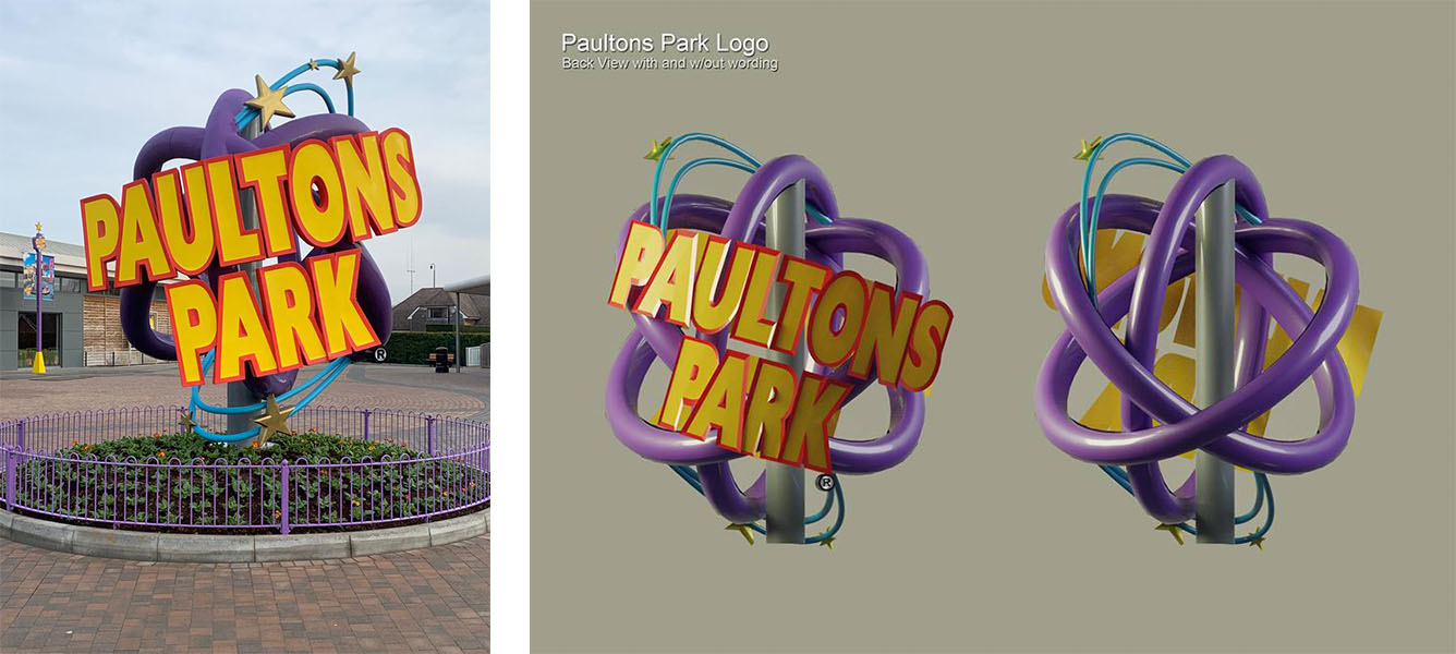 Paultons Park 3D render model logo design